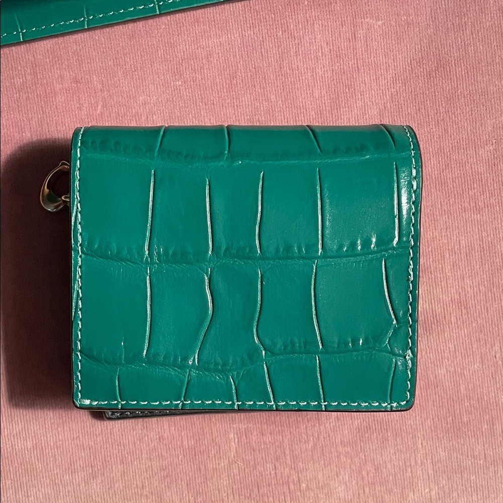 Coach Teal green Croc-Embossed Crossbody Bag and coin purse - Picture 5 of 5